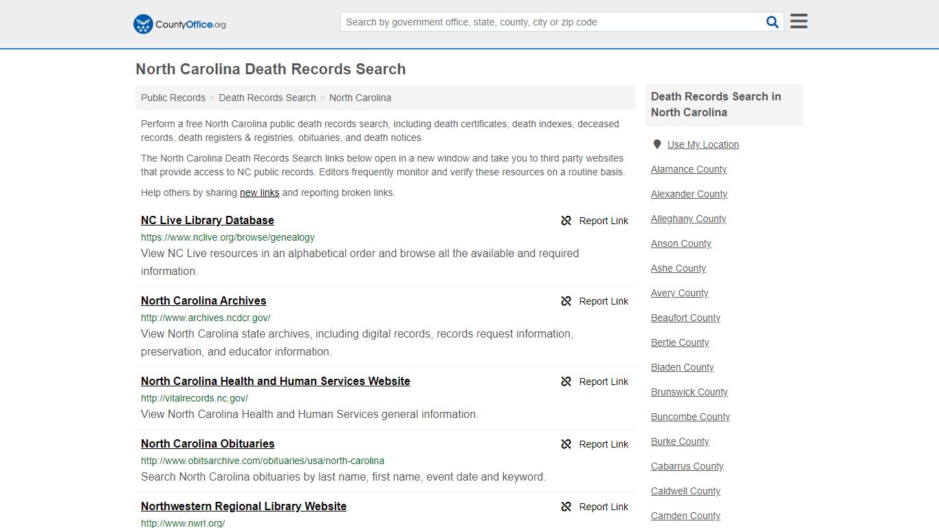 Death Records Search - North Carolina (Death Certificates ...